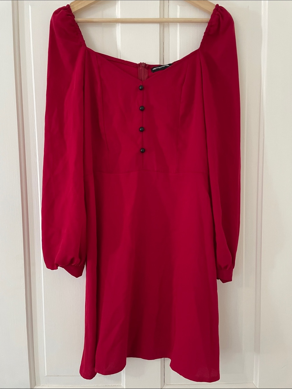 PrettyLittleThing Ruby Red Long Sleeve Mini Dress